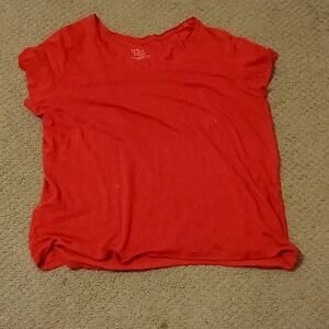 Time and Tru Women's Vibrant Red Short Sleeve Tee